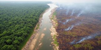 Amazonas in der Krise: Wie Klimawandel und menschlicher Einfluss den Regenwald an den Rand bringen Amazonas_Kipppunkt_Illustration