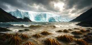 Wenn das Eis weniger wird: Wie schmelzende Gletscher das arktische Küstenleben auf den Kopf stellen Eisschmelze_Küstenerosion_Arktis_Illustration