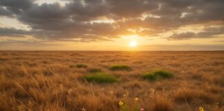 Grasland in der Klimaklemme – Wie Dünger und Vielfalt unsere grünen Kohlenstoffsenken retten könnten Graslandschaft_Resilienz_Trockenheit_Illustration