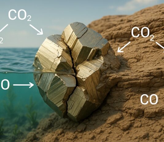 Pyrit im Klimakreislauf – Wie das „Narrengold“ plötzlich ernst genommen wird Pyrit_CO2_Illustration