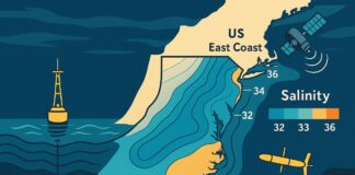 Salz im Spiel – Wie Forscher mit einem unscheinbaren Element die Zukunft unserer Meere entschlüsseln Salinität_USA_Nordostküste_Illustration