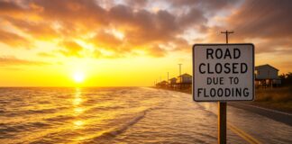 Steigende Meere, sinkende Sicherheit: Wie der neue US-Meeresspiegel-Bericht die Küsten unter Druck setzt US-Küste_unter_Wasser_Illustration