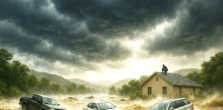 Texas unter Wasser – warum die tödlichen Fluten kein Zufall waren Überschwemmung_Illustration