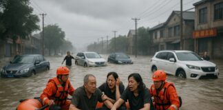 Wenn der Himmel reißt: Überschwemmungen in Peking – 38 Tote, 80.000 auf der Flucht Überschwemmungen_China_Illustration