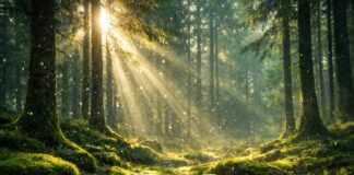 Plastikregen im Wald: Wie unsichtbare Partikel unsere letzten Rückzugsorte verändern Mikroplastik-im-Wald_Illustration